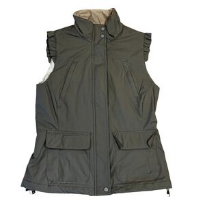 Ailin Eco Sports Insulated Cargo Vest Womens S Olive Ruffle‎ Sleeve Utility Gorp